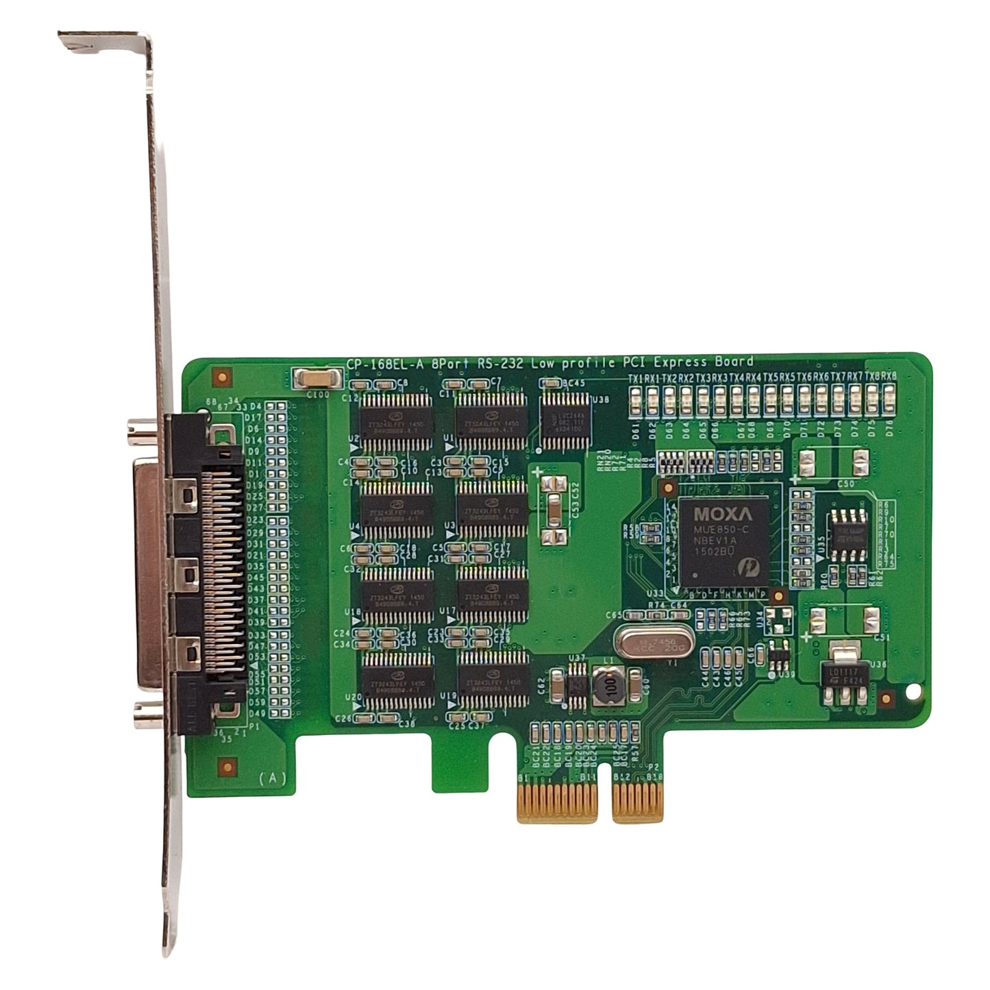 Used Moxa CP-168EL-A Low Profile PCI Express Board w/o Cable 8-Port, RS-232, VHDCI 68