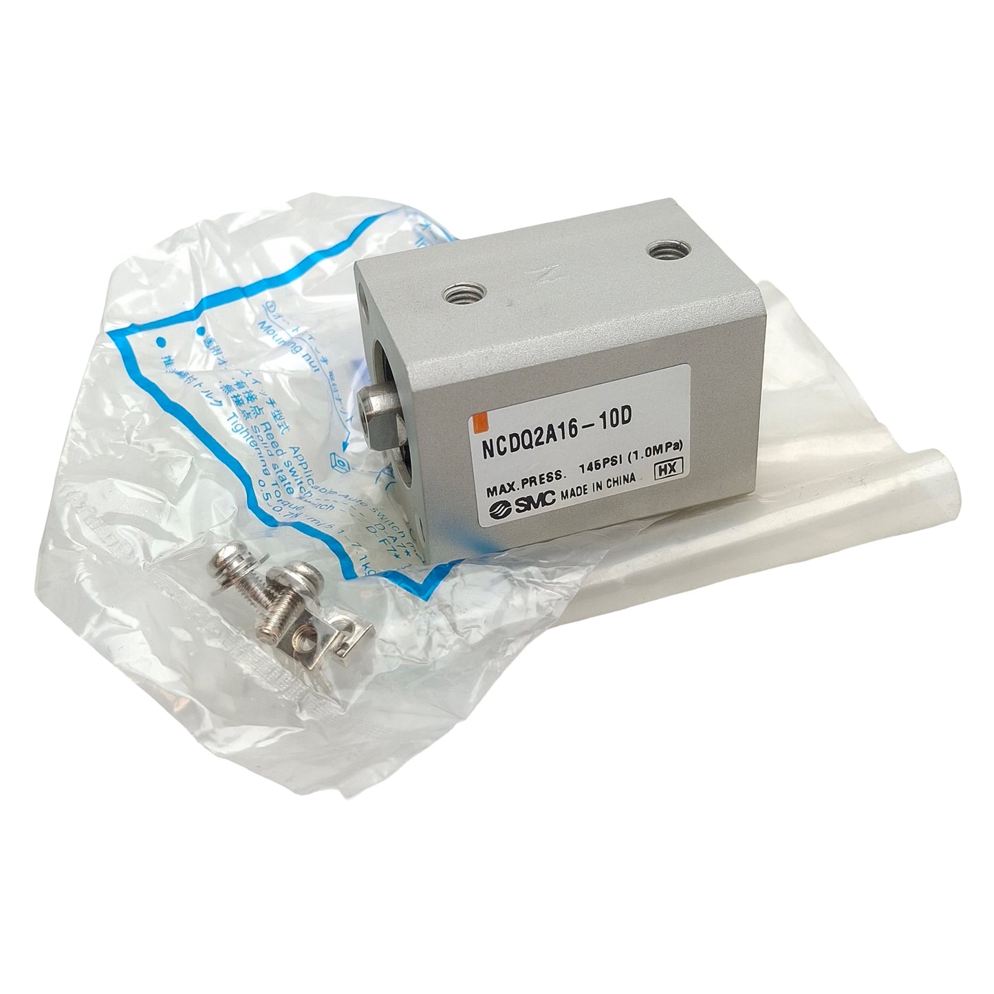 New SMC NCDQ2A16-10D Compact Cylinder, ø16mm Bore, 10mm Stroke, #10-32UNF, 145psi