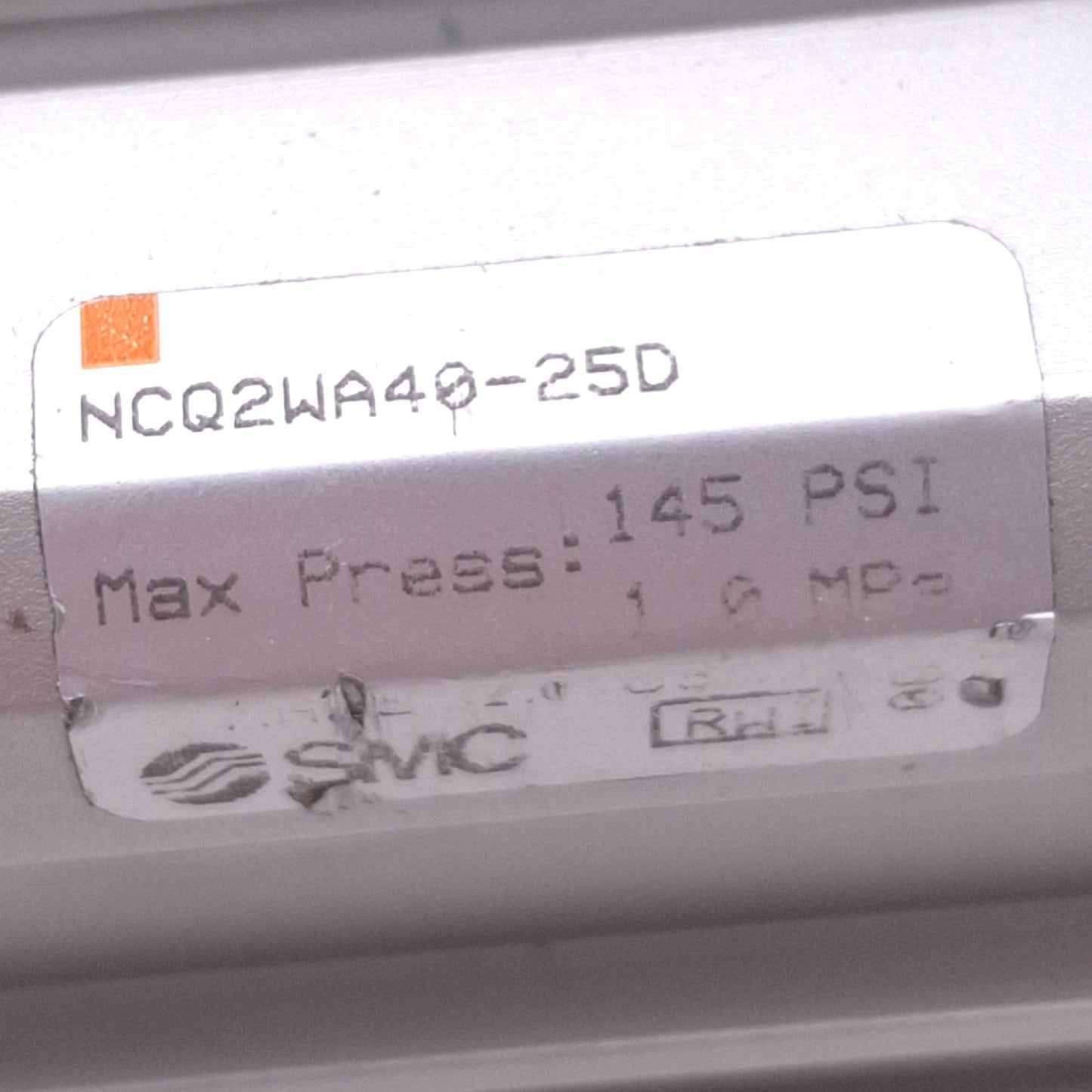 Used SMC NCQ2WA40-25D Compact Cylinder, ø40mm Bore, 25mm Stroke, Rc 1/8in, 1.0MPa
