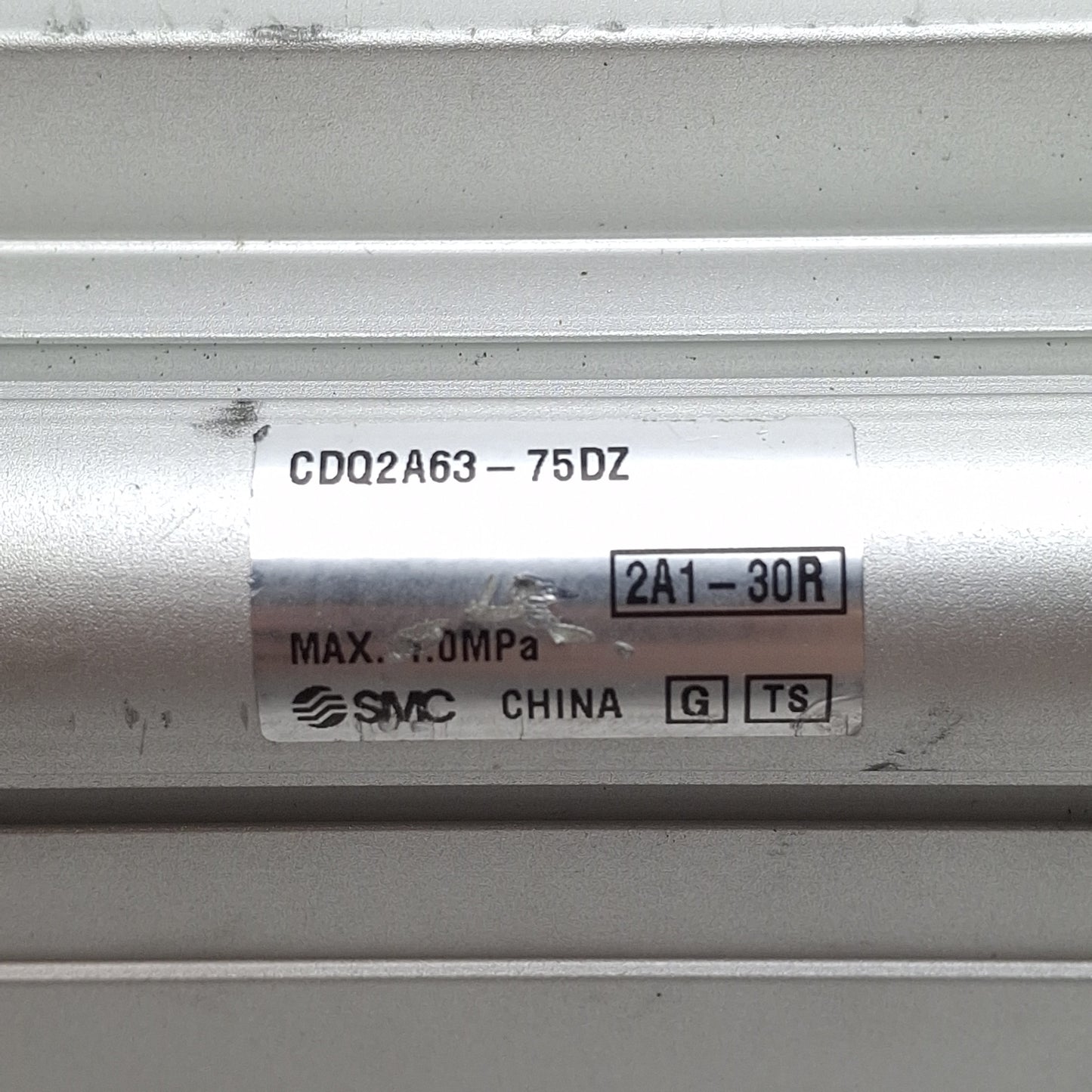 Used SMC CDQ2A63-75DZ Compact Cylinder, ø63mm Bore, 75mm Stroke, Rc1/4, 1.0MPa