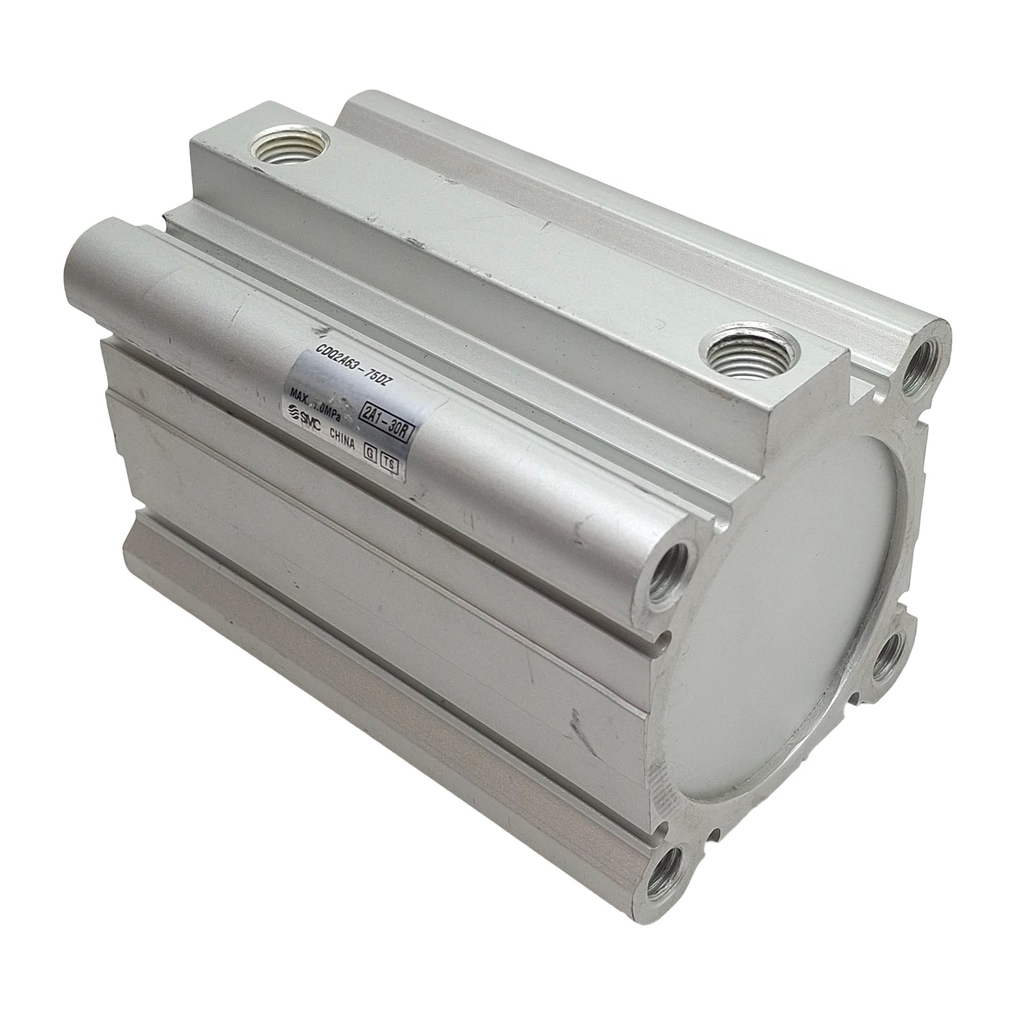 Used SMC CDQ2A63-75DZ Compact Cylinder, ø63mm Bore, 75mm Stroke, Rc1/4, 1.0MPa