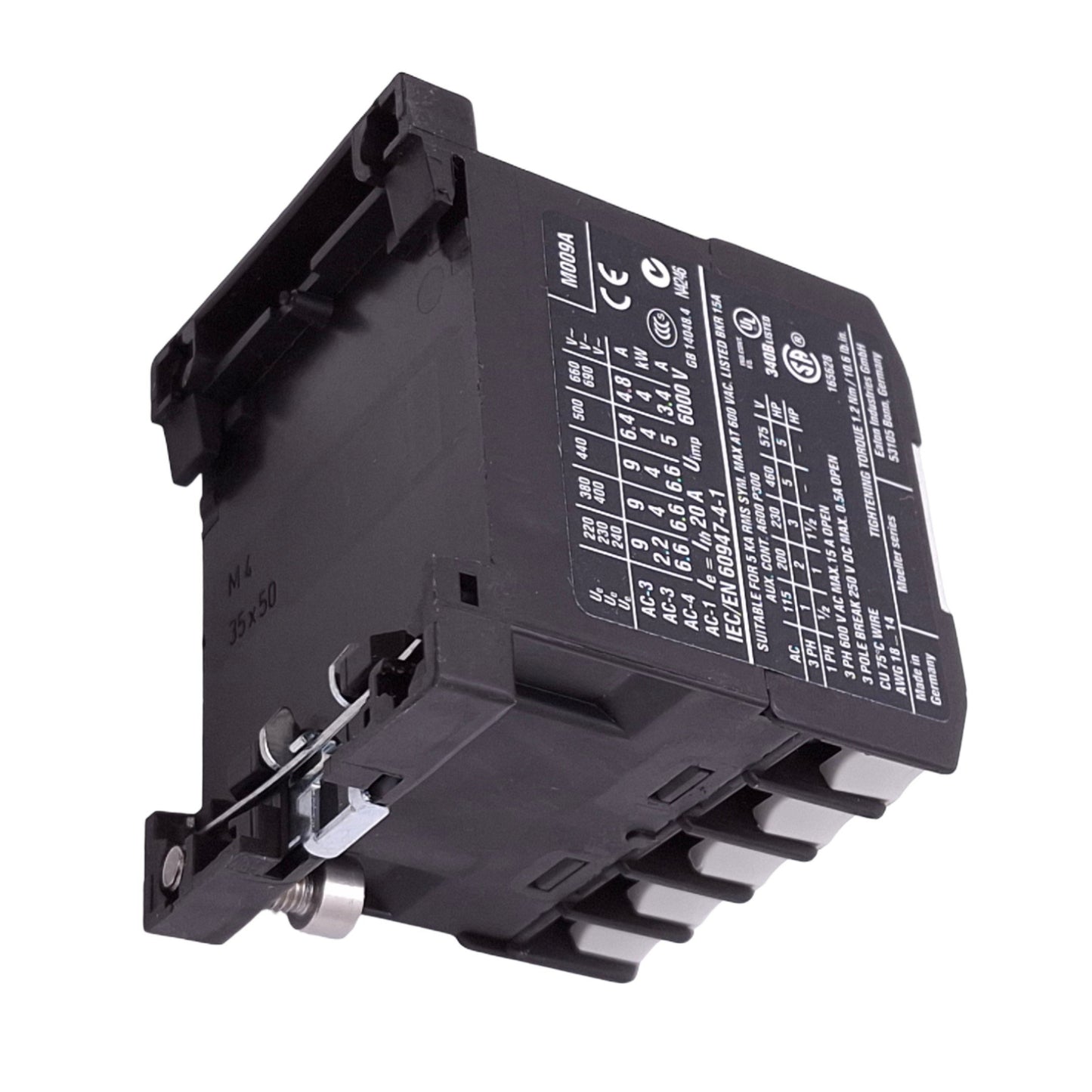 Used Eaton DIL EM4-G XTMF9A00 Contactor, 4PST-NO, 24VAC In, 690VAC 4hp Max, DIN Rail