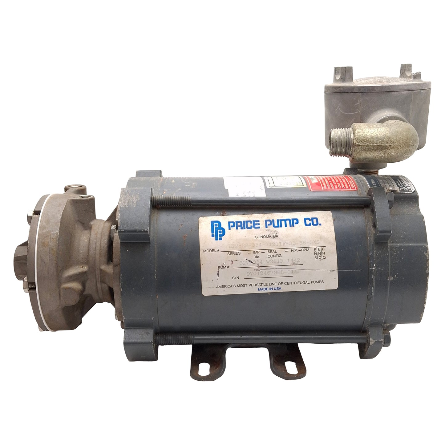 Used Price Pump LT25SS Horizontal Centrifugal Pump 1/3HP 3Ø 230/460VAC 12GPM 48' Head