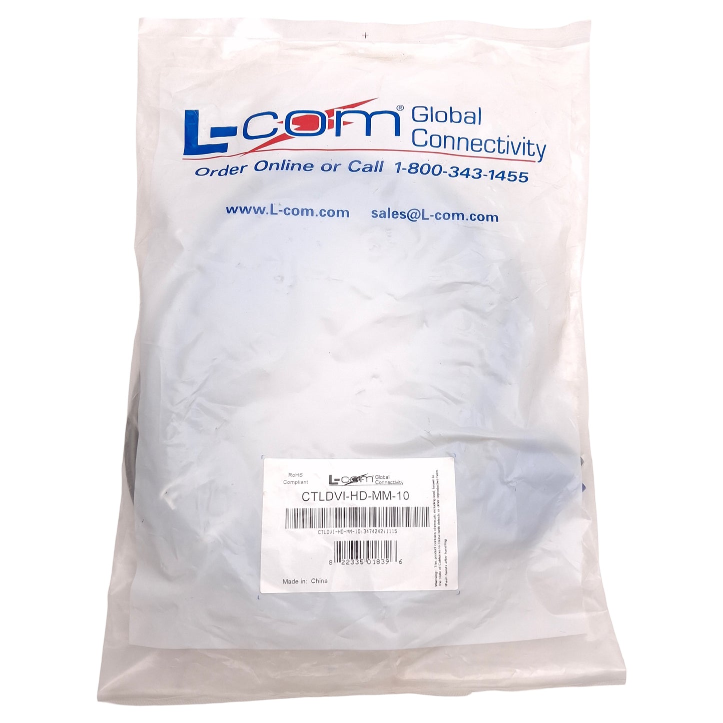 New L-Com CTLDVI-HD-MM-10 Cable Assembly, DVI-A Male to D-Sub HD15 Male, 10ft Long