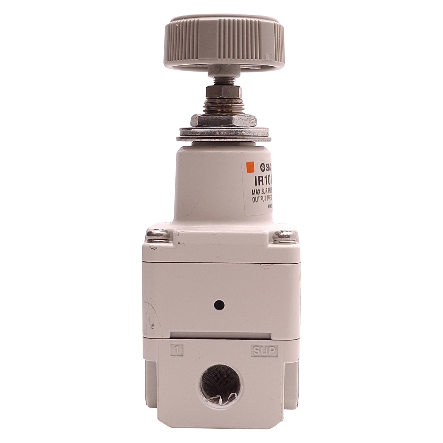 Used SMC IR1010-N01 Precision Regulator, 150psi Max Inlet, 1.4-60psi Out, 1/8" NPT