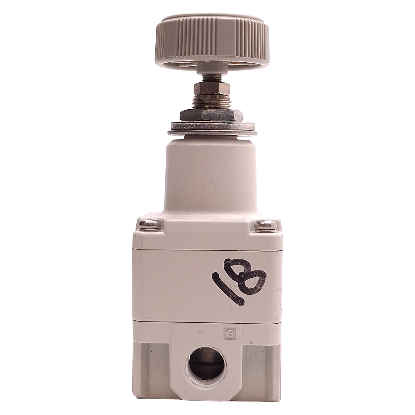 Used SMC IR1010-N01 Precision Regulator, 150psi Max Inlet, 1.4-60psi Out, 1/8" NPT