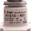 Used SMC IR1010-N01 Precision Regulator, 150psi Max Inlet, 1.4-60psi Out, 1/8" NPT