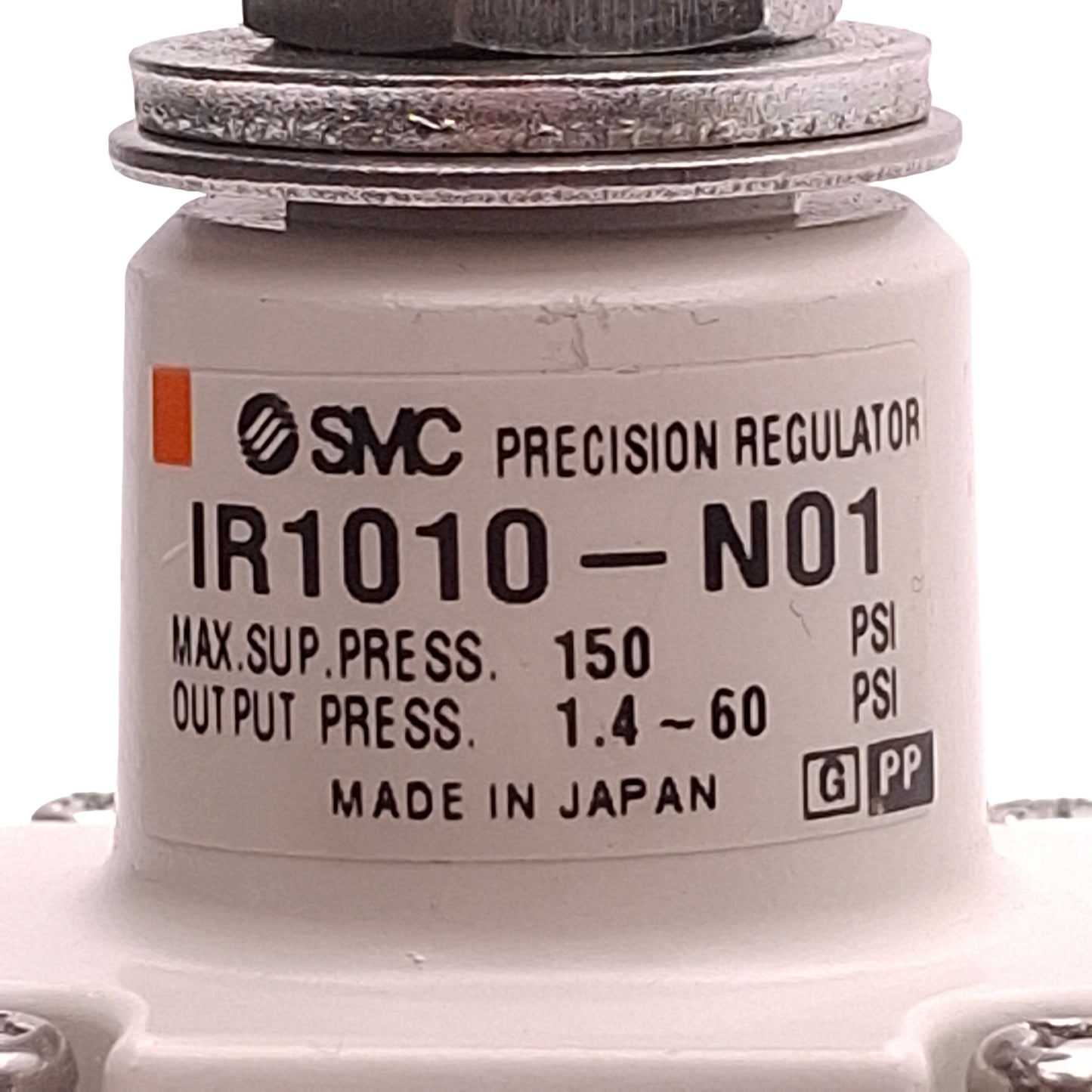 Used SMC IR1010-N01 Precision Regulator, 150psi Max Inlet, 1.4-60psi Out, 1/8" NPT