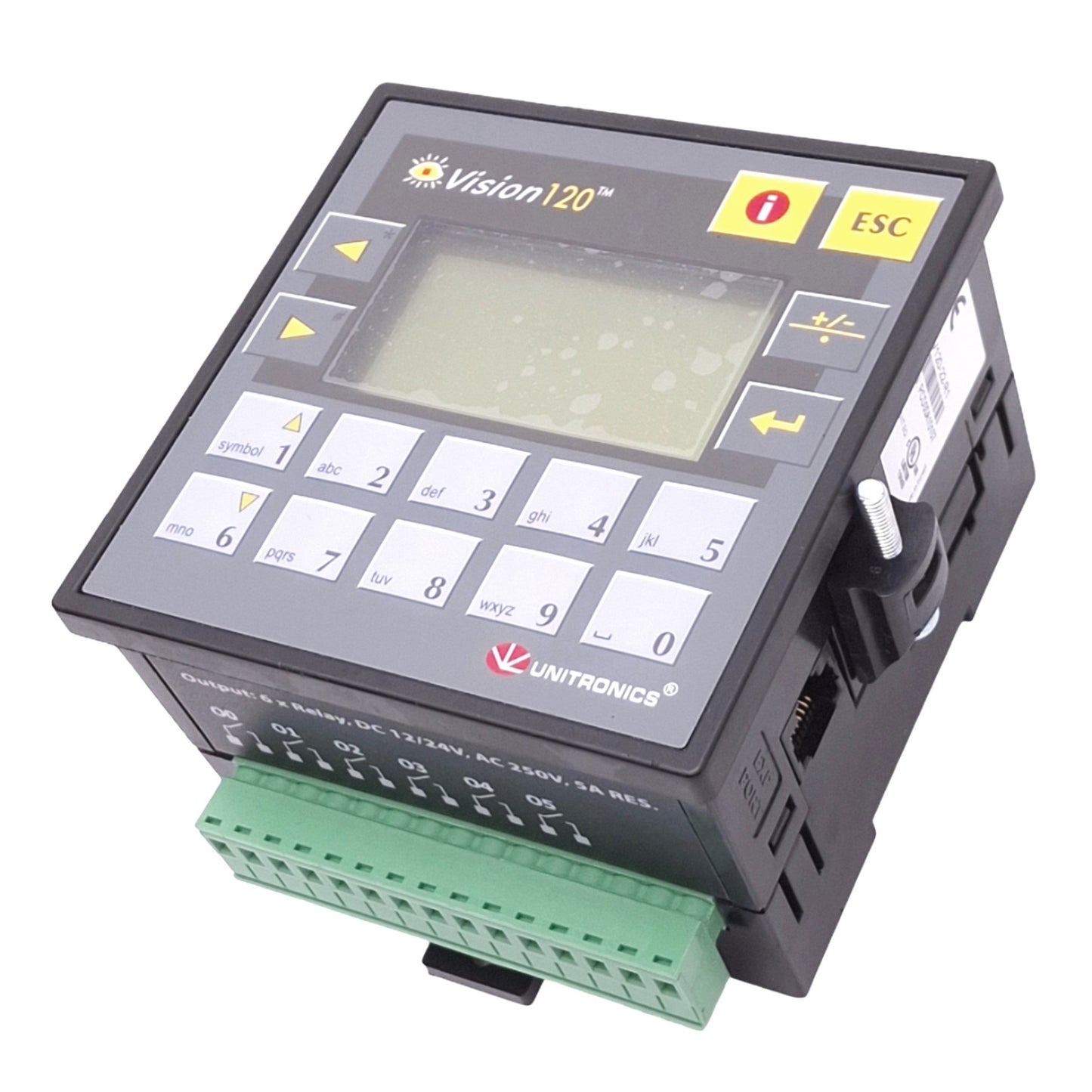 Used Unitronics V120-22-R1 Vision120 PLC HMI, 10DI PNP/NPN, 6 Relay Out, 12/24VDC