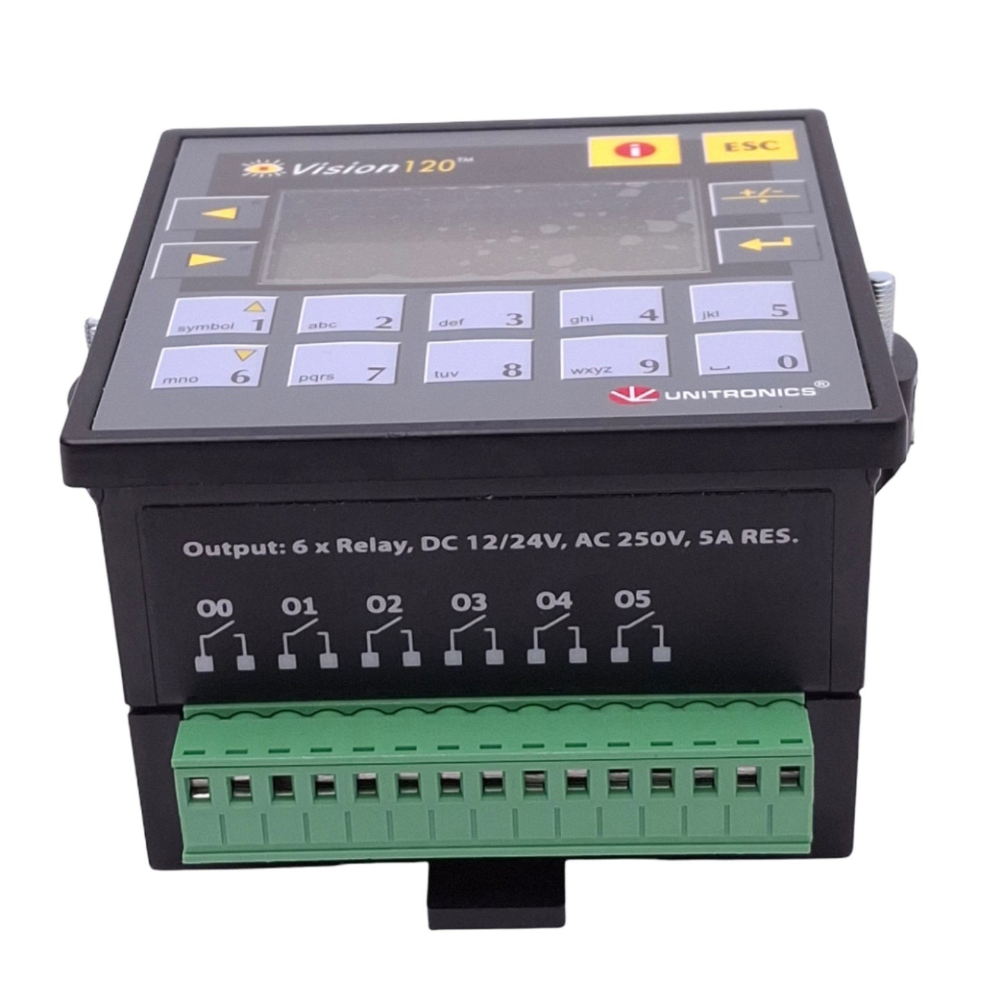 Used Unitronics V120-22-R1 Vision120 PLC HMI, 10DI PNP/NPN, 6 Relay Out, 12/24VDC