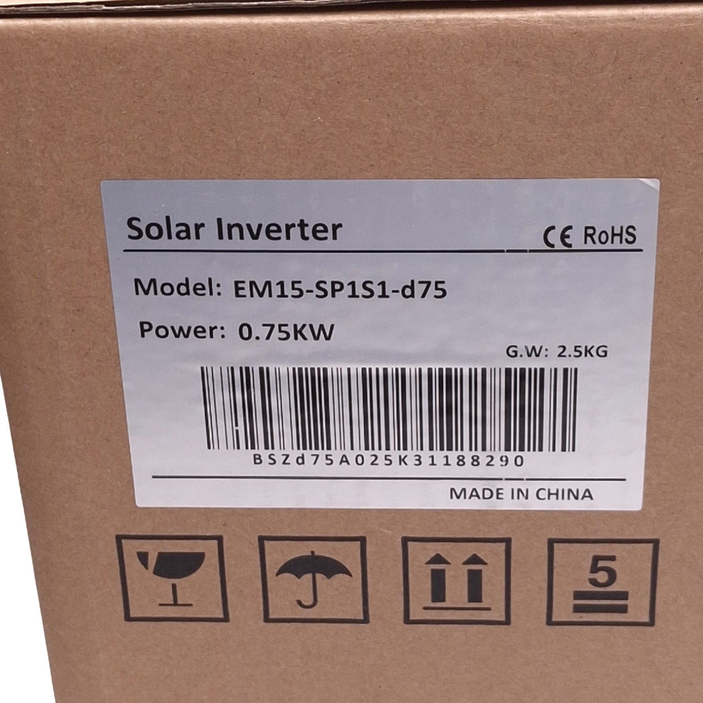 New ATO EM15-SP1S1-d75 Solar Inverter VFD, 1/3ph 0-220VAC 4A 0-300Hz, 0.75kW Max