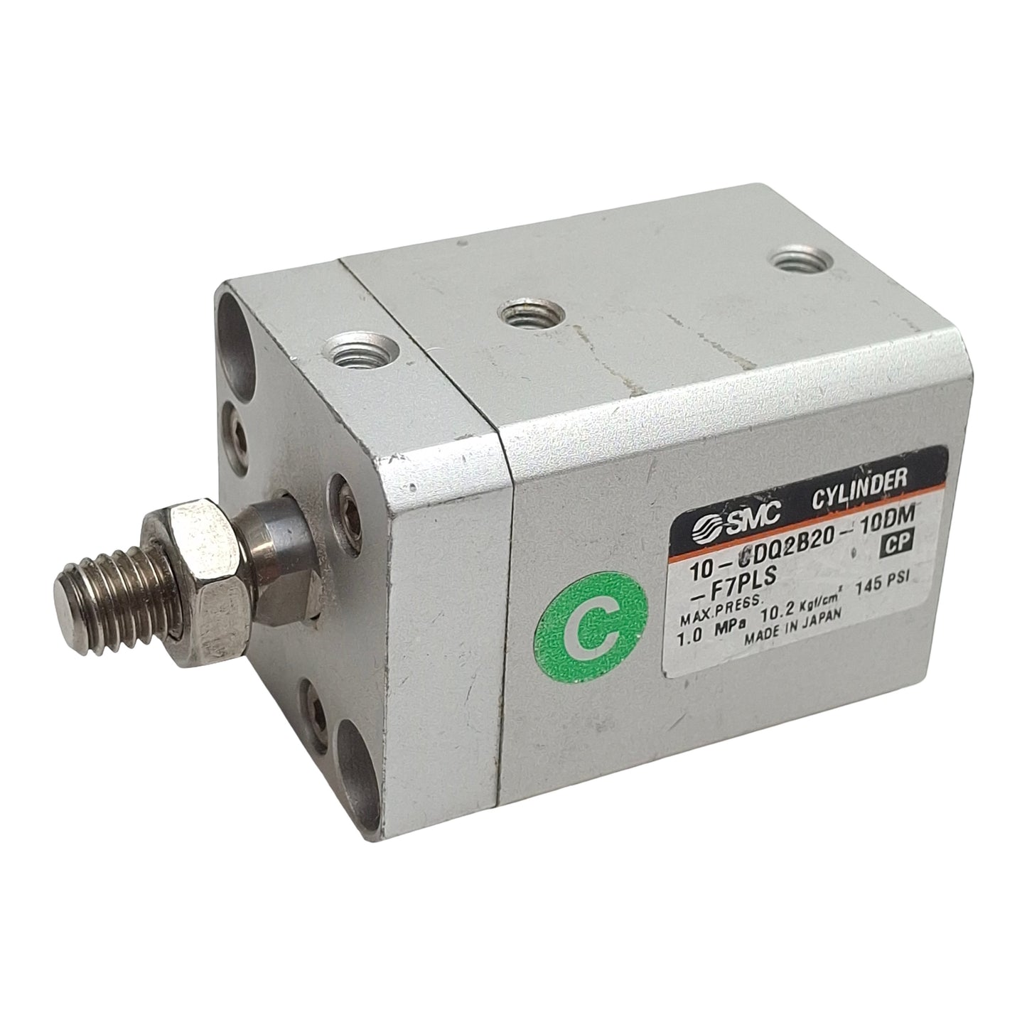 Used SMC 10-CDQ2B20-10DM-F7PLS Compact Cylinder, ø20mm Bore, 10mm Stroke, M5, 1.0MPa