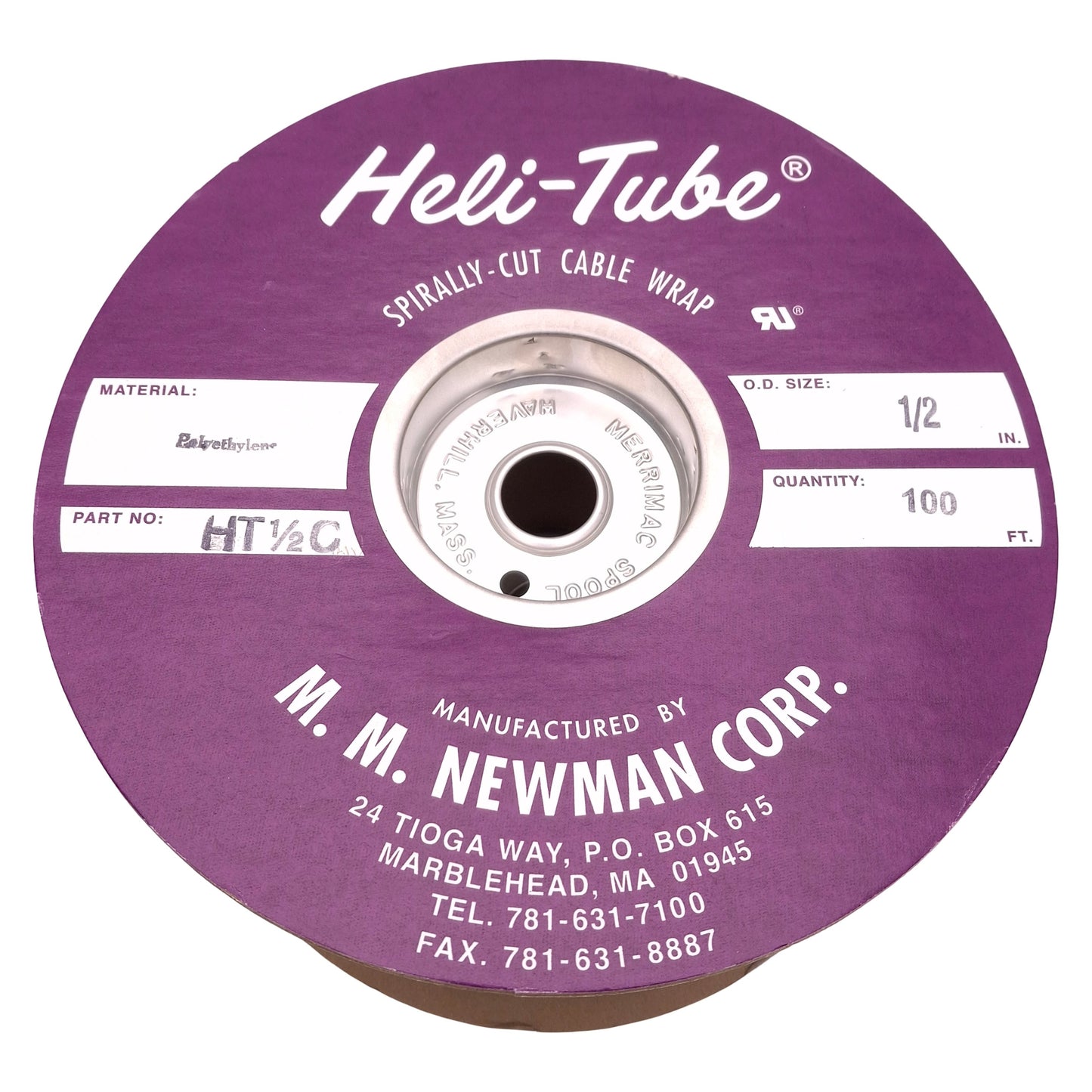 New MM Newman HT1/2C Spiral Wrap ø1/2in OD, 100ft Length, 0.062in Wall Thickness