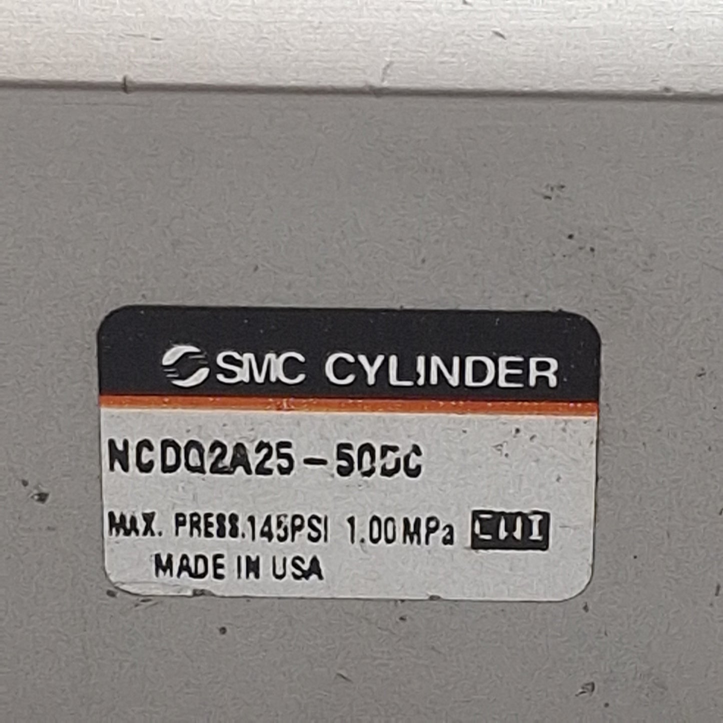 Used SMC NCDQ2A25-50DC Compact Cylinder, ø25mm Bore, 50mm Stroke, M5 x 0.8, 1.0MPa