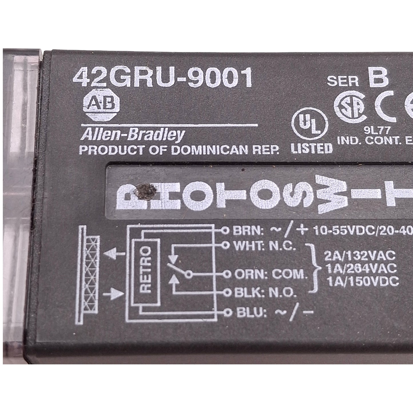 Used Allen Bradley 42GRU-9001 Photoelectric Sensor 10-55VDC/20-40VAC, SPDT, 9100mm