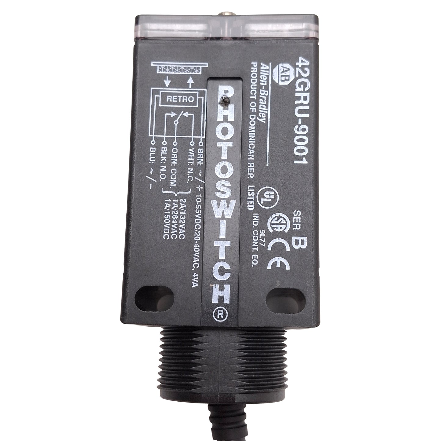 New Allen Bradley 42GRU-9001 Photoelectric Sensor, 30ft Range, SPDT, 55VDC/40VAC, 2m