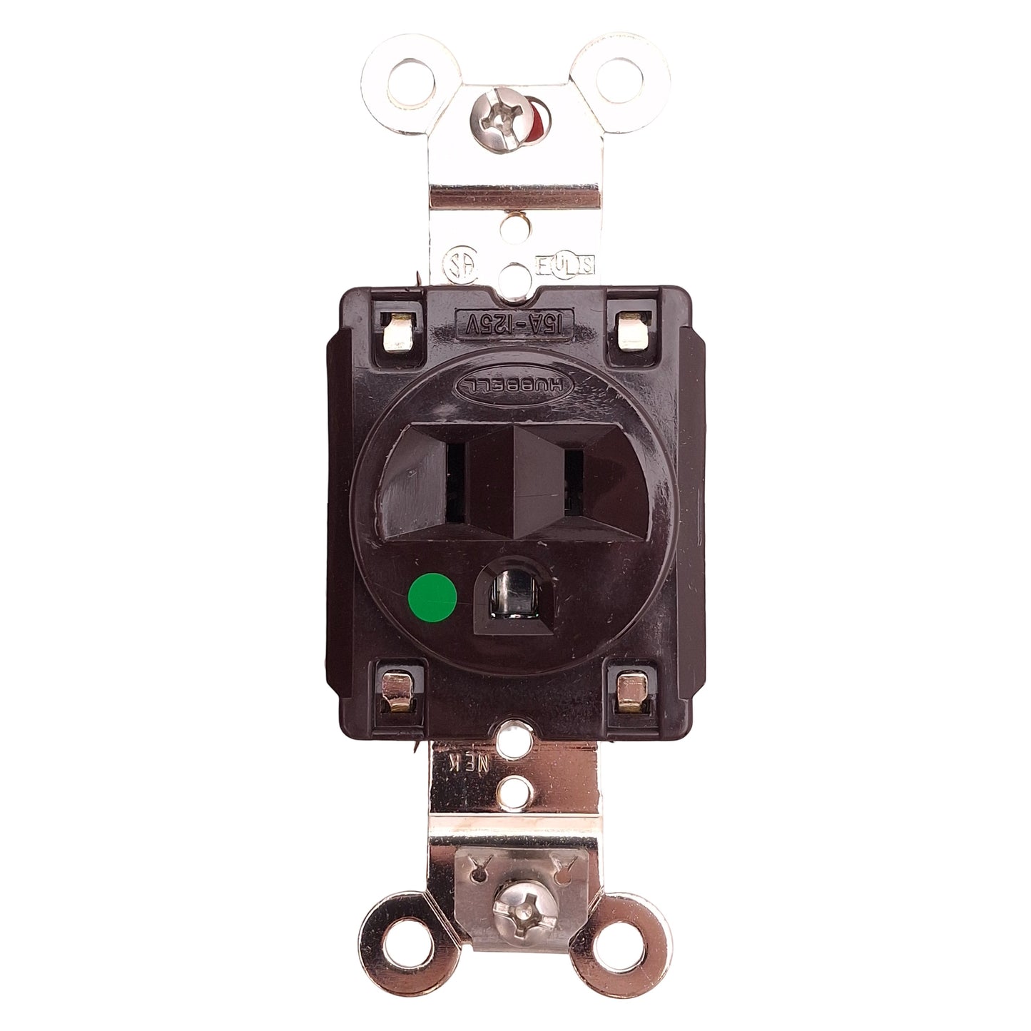 New Hubbell HBL8210 Brown Single Receptacle 125V, 15A, #14-10 AWG, NEMA 5-15R
