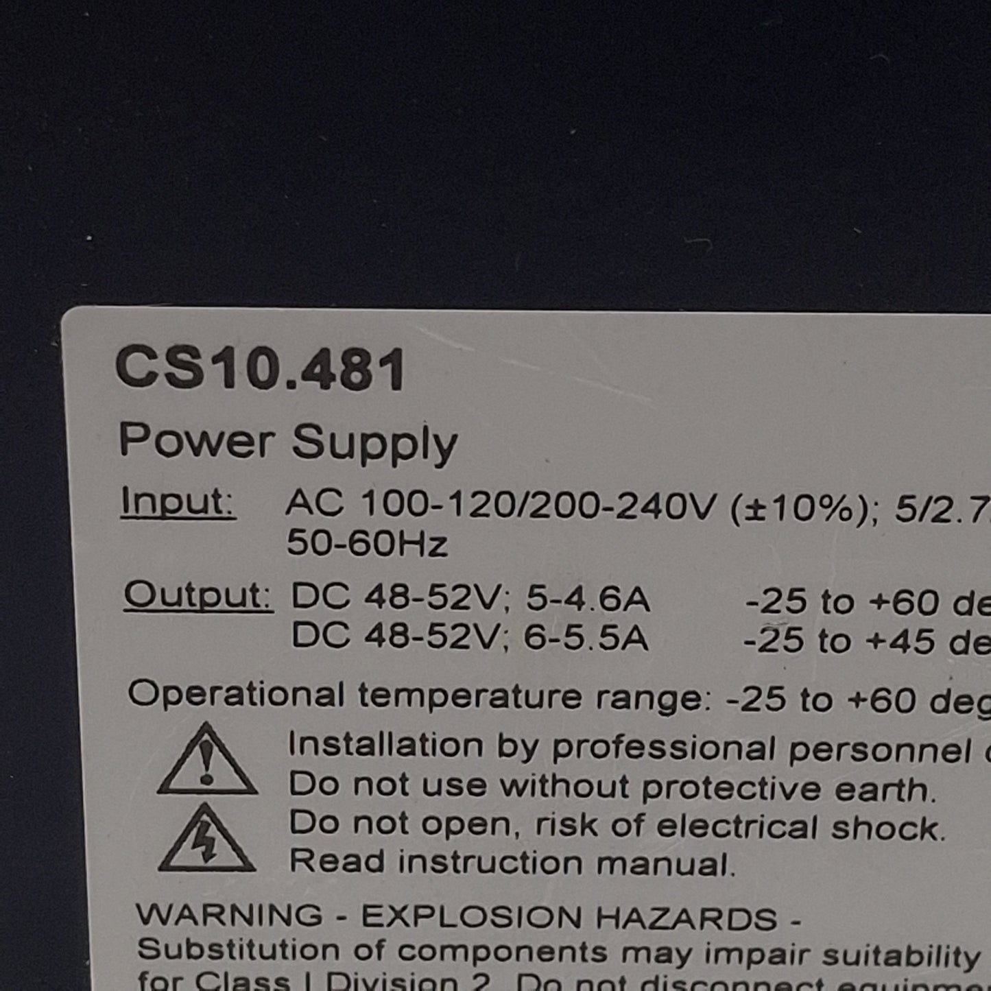 Used Puls CS10.481 Dimension Power Supply, 120/240VAC In, 6/5A 48-52VDC Out, DIN Rail