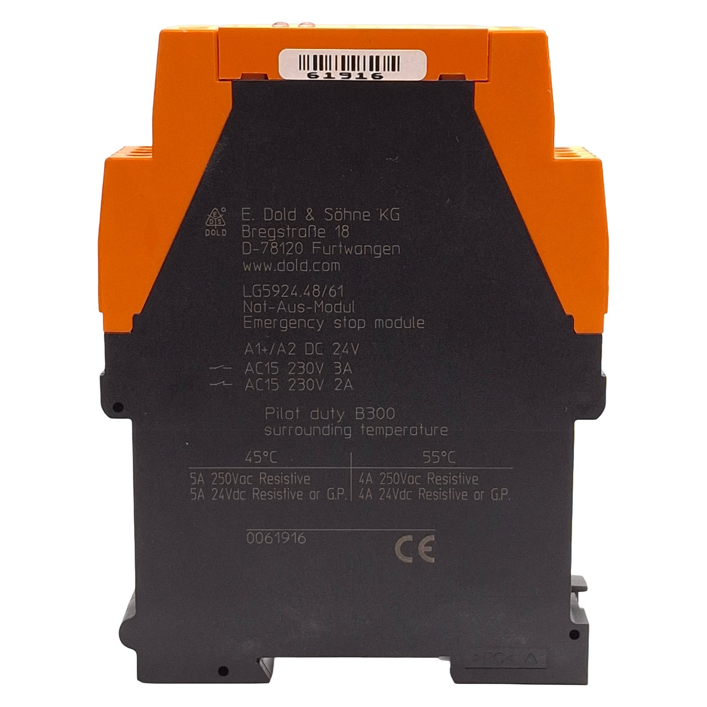 Used Dold LG5924.48/61 Safemaster E-Stop Relay, 1-Channel, 3NO+1NC, 24VDC Coil