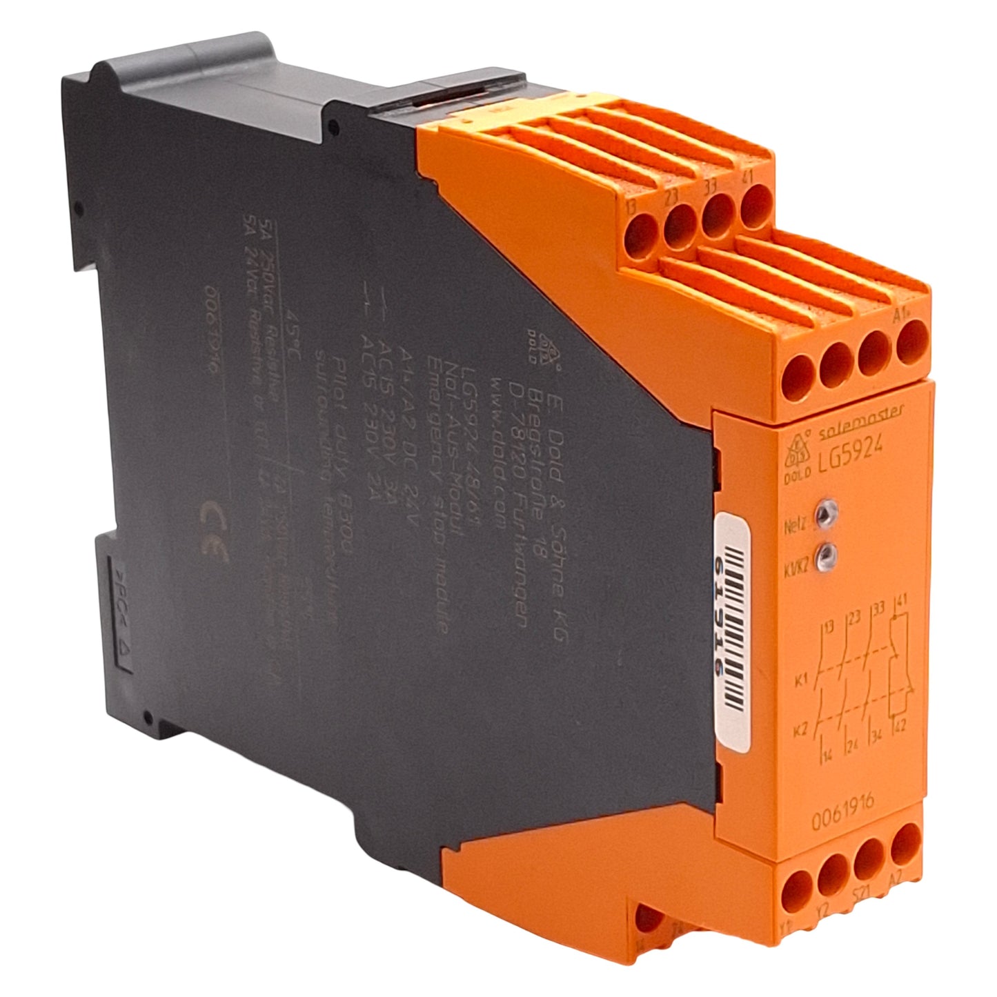 Used Dold LG5924.48/61 Safemaster E-Stop Relay, 1-Channel, 3NO+1NC, 24VDC Coil