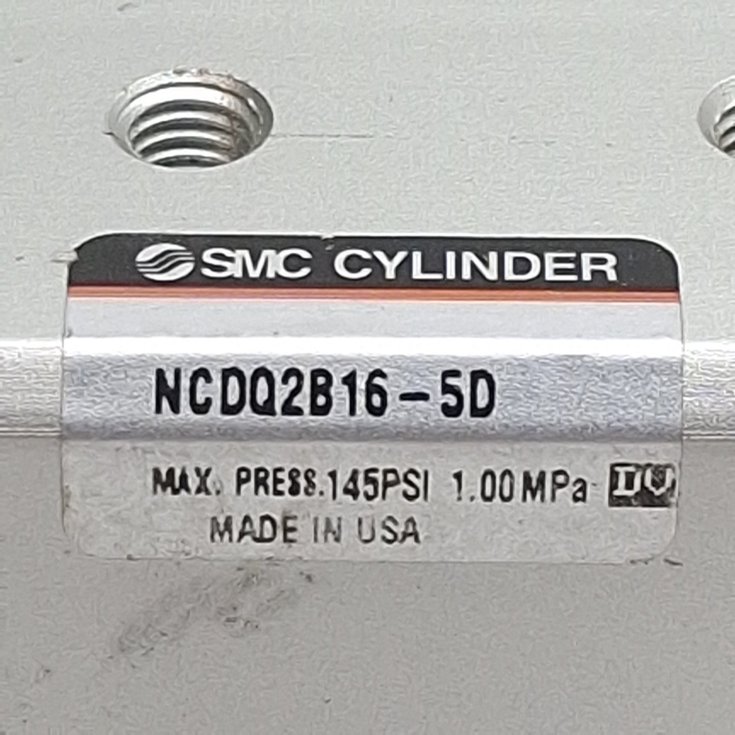 Used SMC NCDQ2B16-5D Compact Cylinder, ø16mm Bore, 5mm Stroke, M5 x 0.8, 1.0MPa
