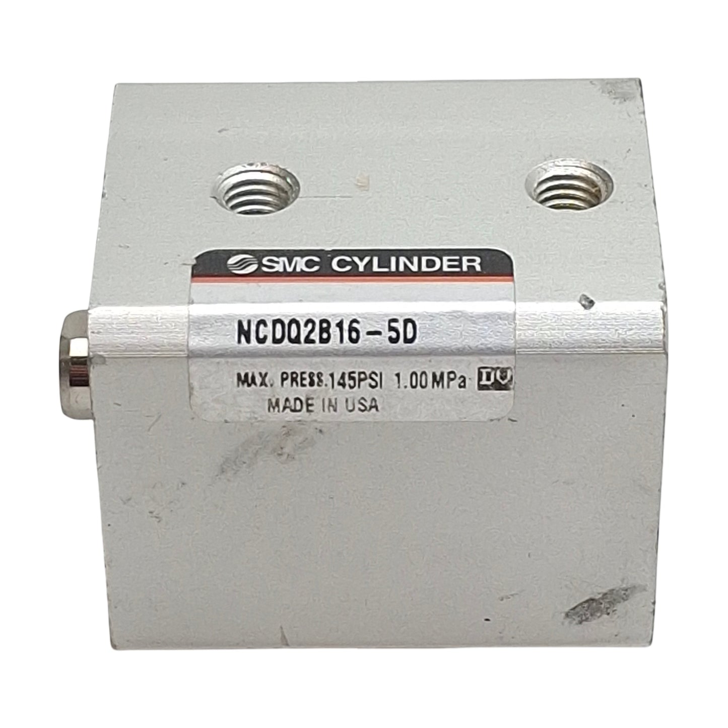 Used SMC NCDQ2B16-5D Compact Cylinder, ø16mm Bore, 5mm Stroke, M5 x 0.8, 1.0MPa
