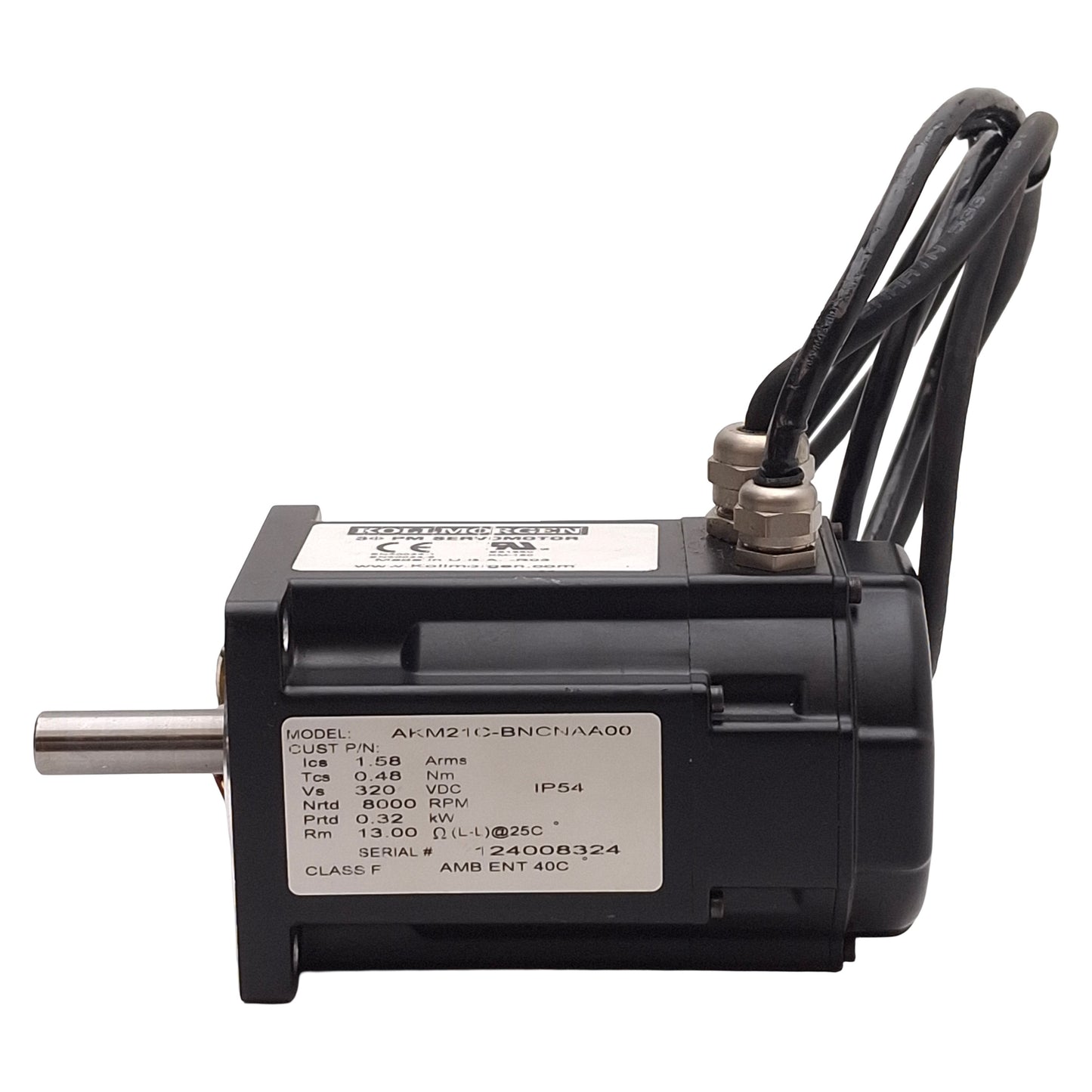Used Kollmorgen AKM21C-BNCNAA00 Servo Motor, 0.32kW 3Ø 240VAC 1.58A, 8000rpm, NEMA 23