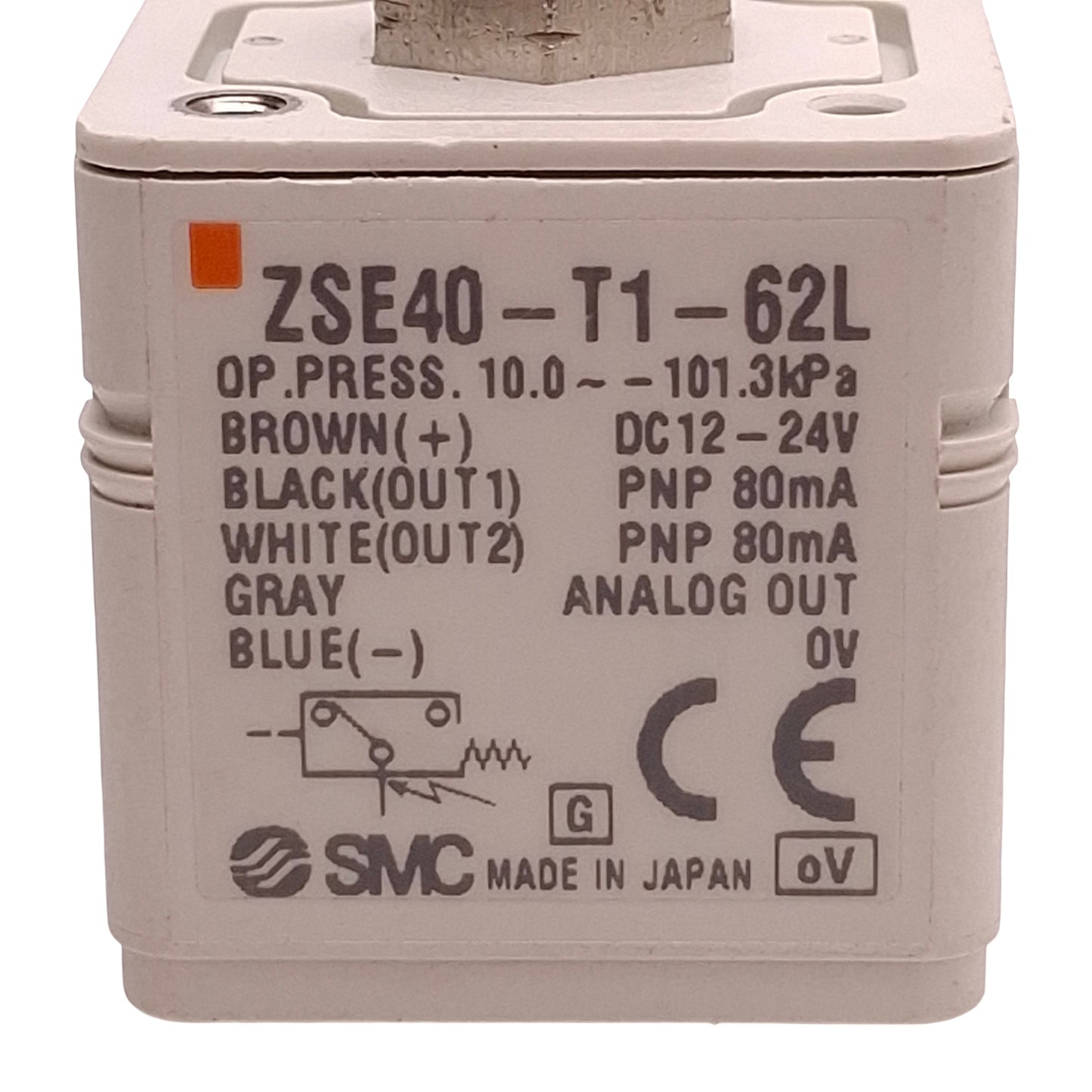 Used SMC ZSE40-T1-62L Digital Vacuum Pressure Switch, -101.3~10.0kPa, 24VDC, 1/8NPT
