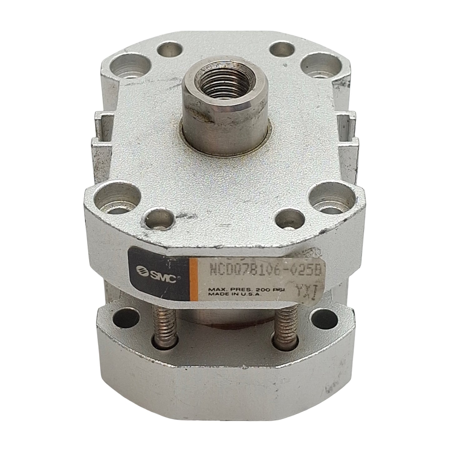 Used SMC NCDQ7B106-025D Compact Cylinder ø1-1/16in Bore, 1in Stroke, 1/8in NPT 200psi
