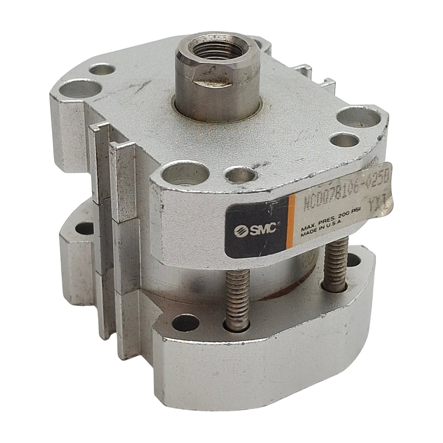 Used SMC NCDQ7B106-025D Compact Cylinder ø1-1/16in Bore, 1in Stroke, 1/8in NPT 200psi