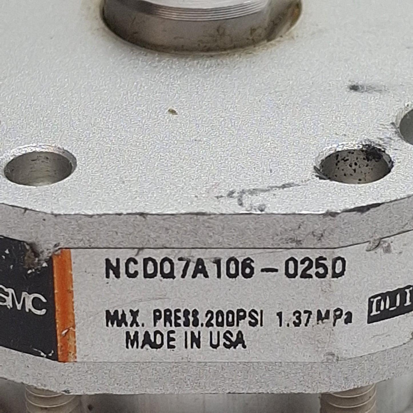 Used SMC NCDQ7A106-025D Compact Cylinder ø1-1/16" Bore, 1/2" Stroke, 1/8" NPT 200psi