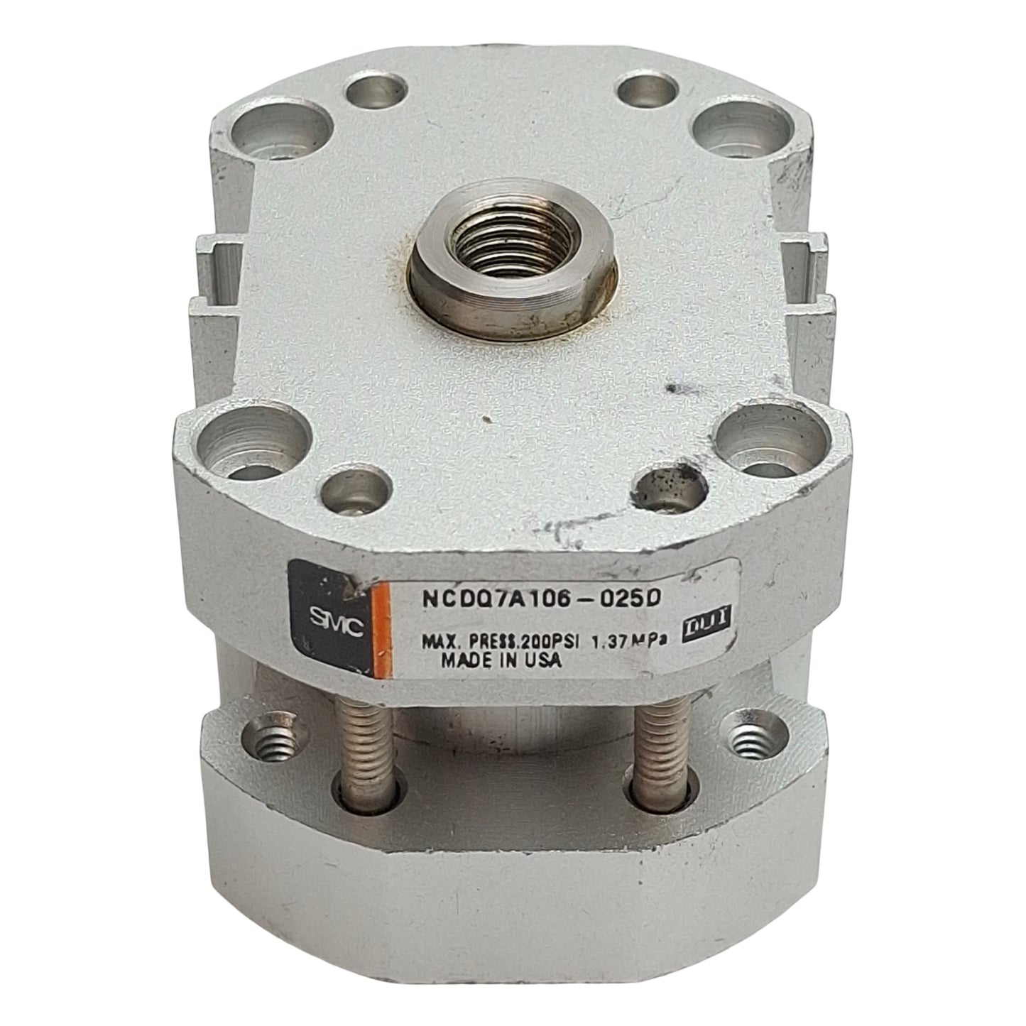 Used SMC NCDQ7A106-025D Compact Cylinder ø1-1/16" Bore, 1/2" Stroke, 1/8" NPT 200psi