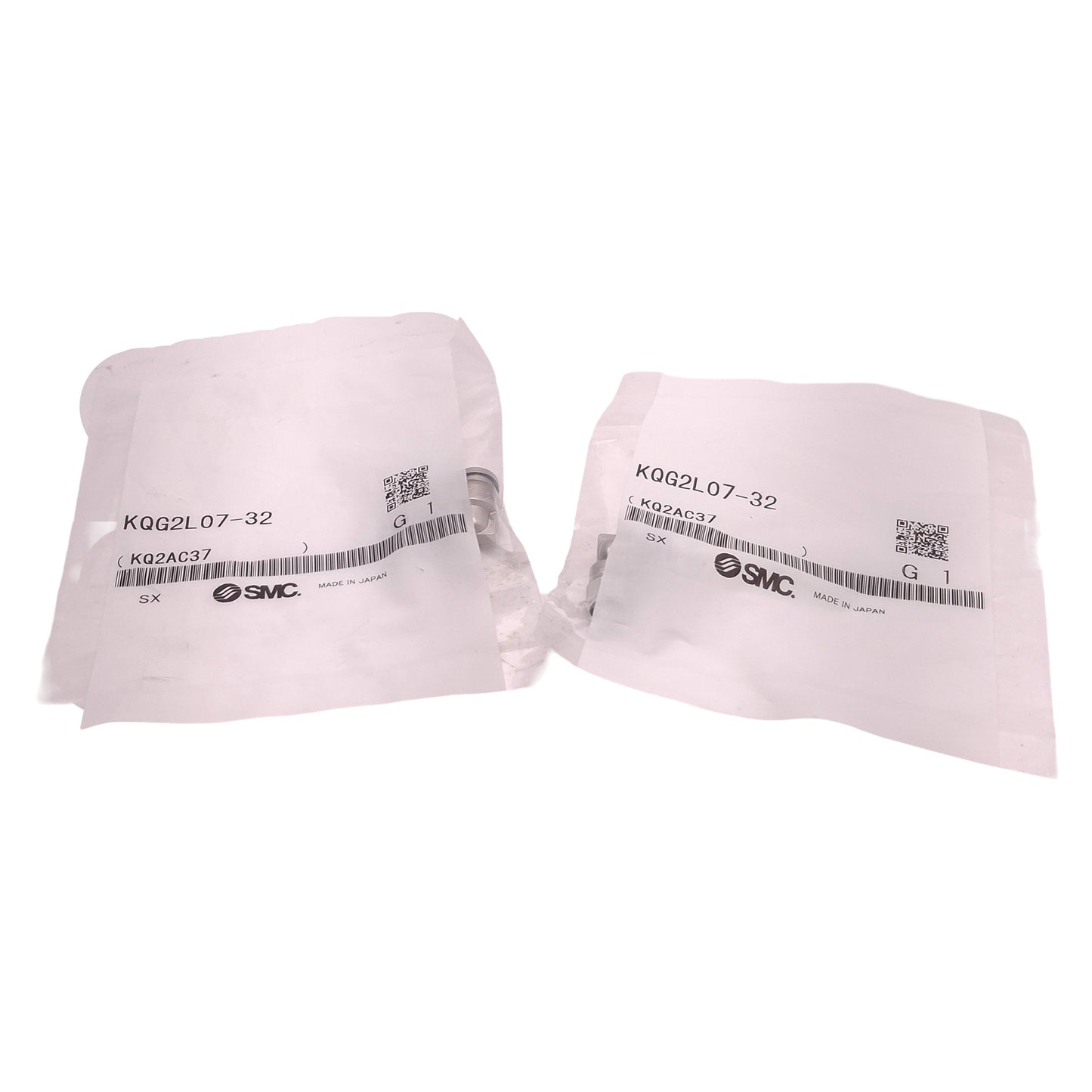 New Lot of 2 SMC KQG2L07-32 Push-Fit Elbow Fitting ø1/4" Tube OD, 10-32UNF Thread