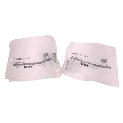 New Lot of 2 SMC KQG2L07-32 Push-Fit Elbow Fitting ø1/4" Tube OD, 10-32UNF Thread
