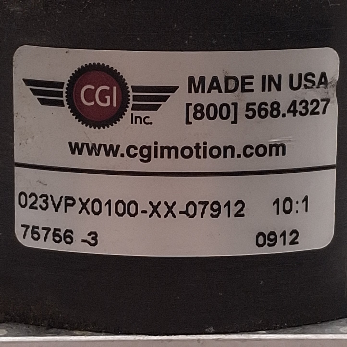 Used CGI Motion 023VPX0100-XX-07912 Victory Planetary Gearhead 10:1, 5000rpm, NEMA 23
