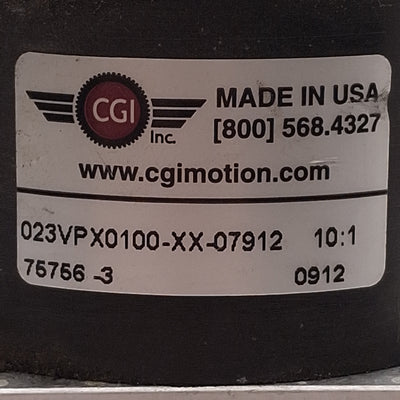 Used CGI Motion 023VPX0100-XX-07912 Victory Planetary Gearhead 10:1, 5000rpm, NEMA 23