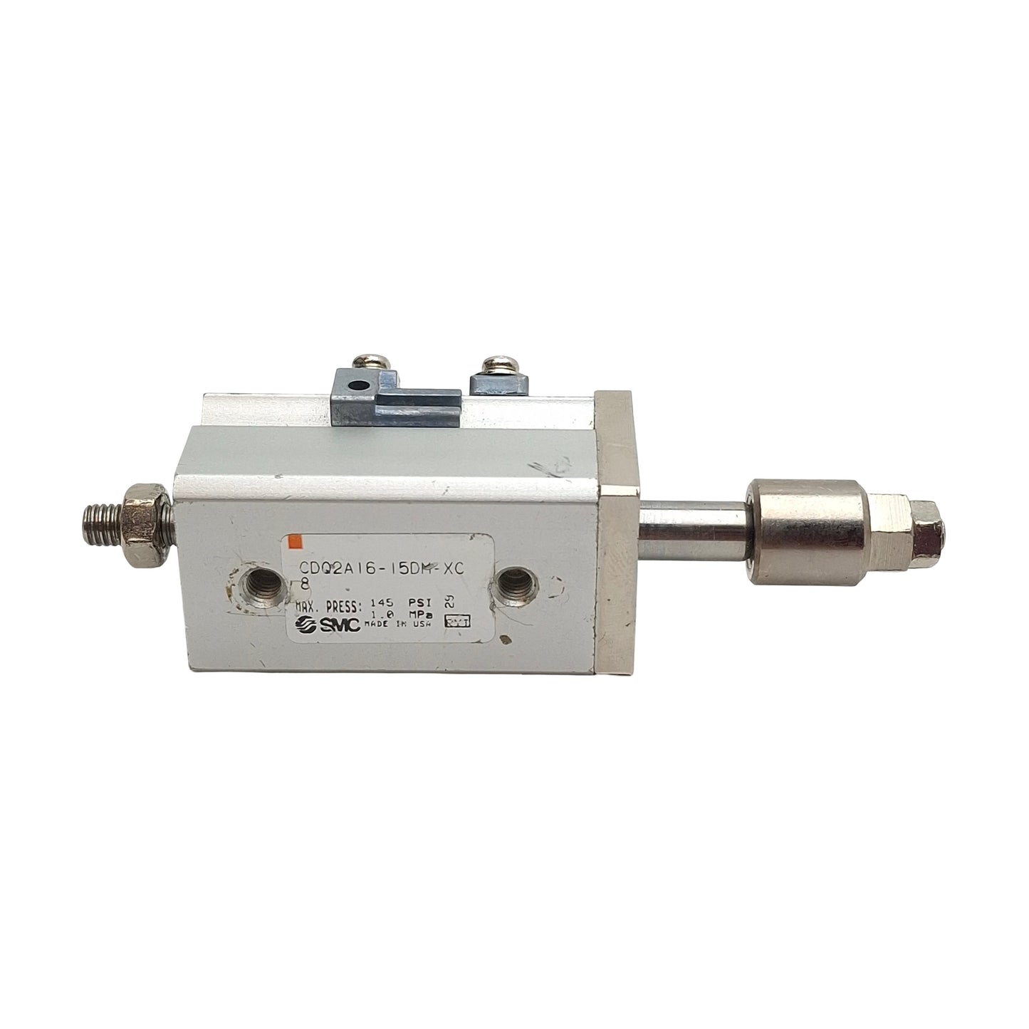 Used SMC CDQ2A16-15DM-XC8 Pneumatic Cylinder, ø16mm Bore, 15mm Stroke, M5x0.8, 1.0MPa