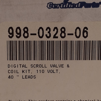 Used Copeland 998-0328-06 Digital Scroll Valve and Coil Kit, 40in Leads, 110VAC Coil