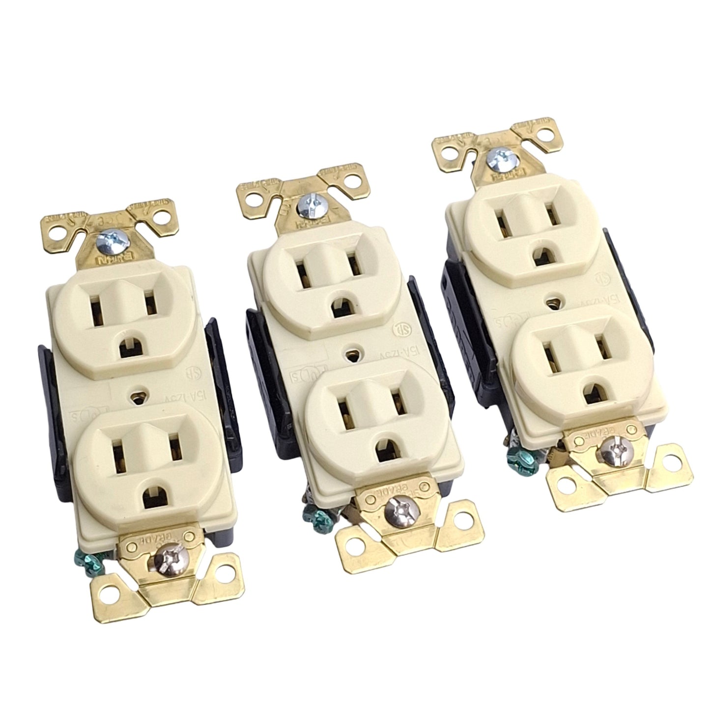 Used Lot of 3 Eaton AH5262V Arrow Hart Duplex Receptacle, Ivory, 125V 15A, 15-5R