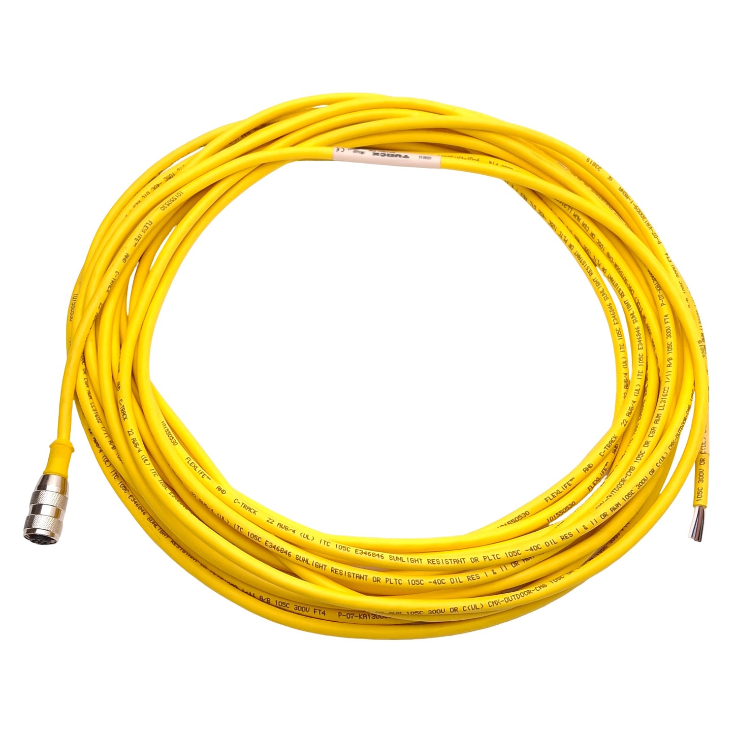 Used Turck RK 4.43T-10 Single-Ended Cordset, M12 4-Pole Female to Flying Leads, 10m