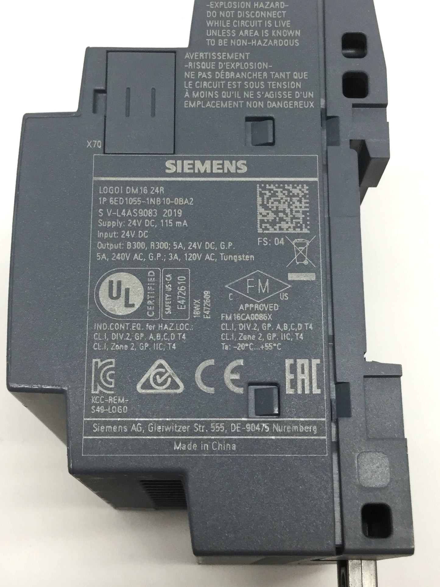 Used Siemens LOGO! DM16 24R Expansion Module, 8x 24V Inputs, 8x Relay 5A Outputs