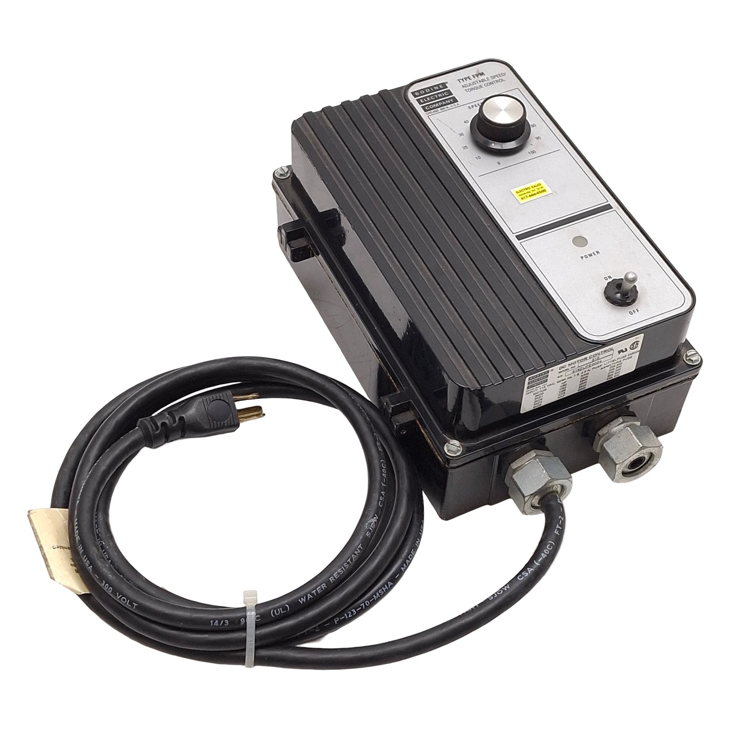 Used Bodine Electric 815 DC Motor Control, 1/17HP, 115VAC Input, 0-130VDC Output