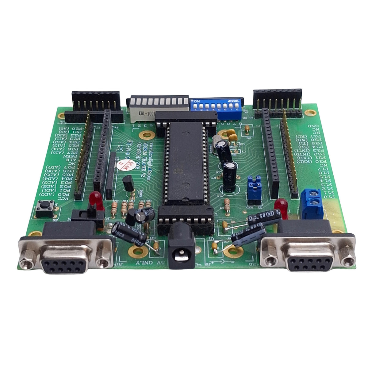 Used Diligent MDE8051 MicroDigitalEd Digital I/O Trainer Board, Dual Serial, DS89C4
