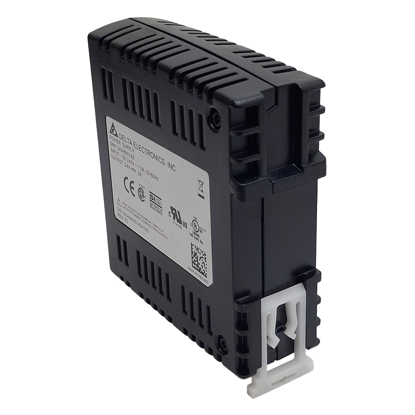 Used Delta Electronics DRP-24V48W1AZ Power Supply, 100-240VAC In, 24VDC 2A Out, 48W