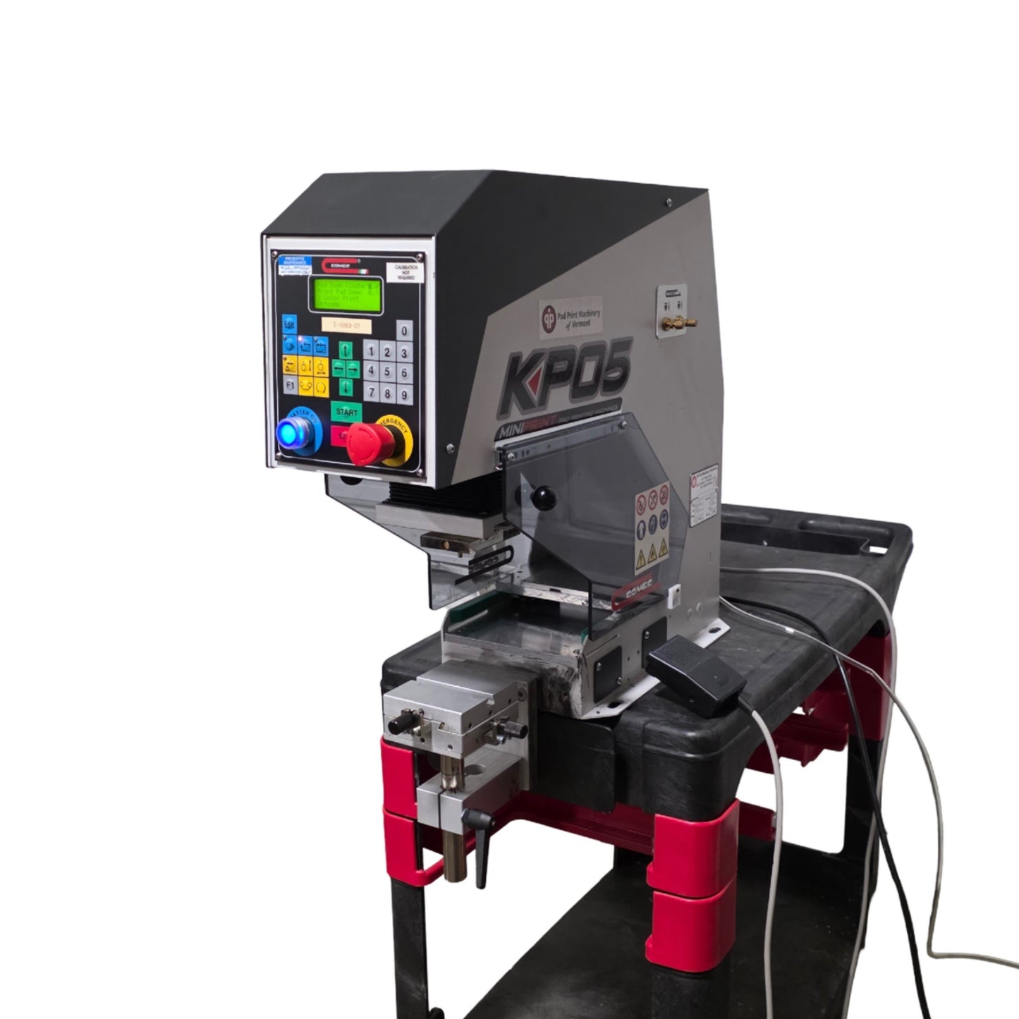 Used Comec KP05 Mini Print Pad Printing Machine 100x200mm Cliché 75mm Area 110VAC 2A