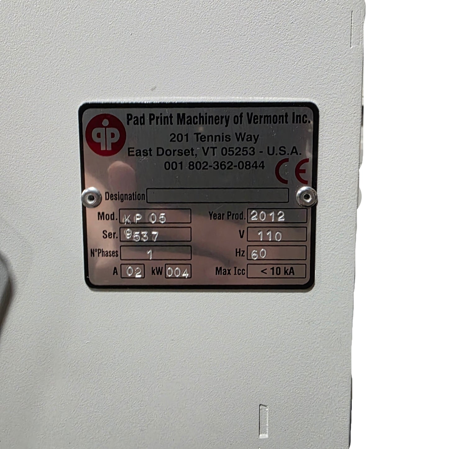 Used Comec KP05 Mini Print Pad Printing Machine 100x200mm Cliché 75mm Area 110VAC 2A