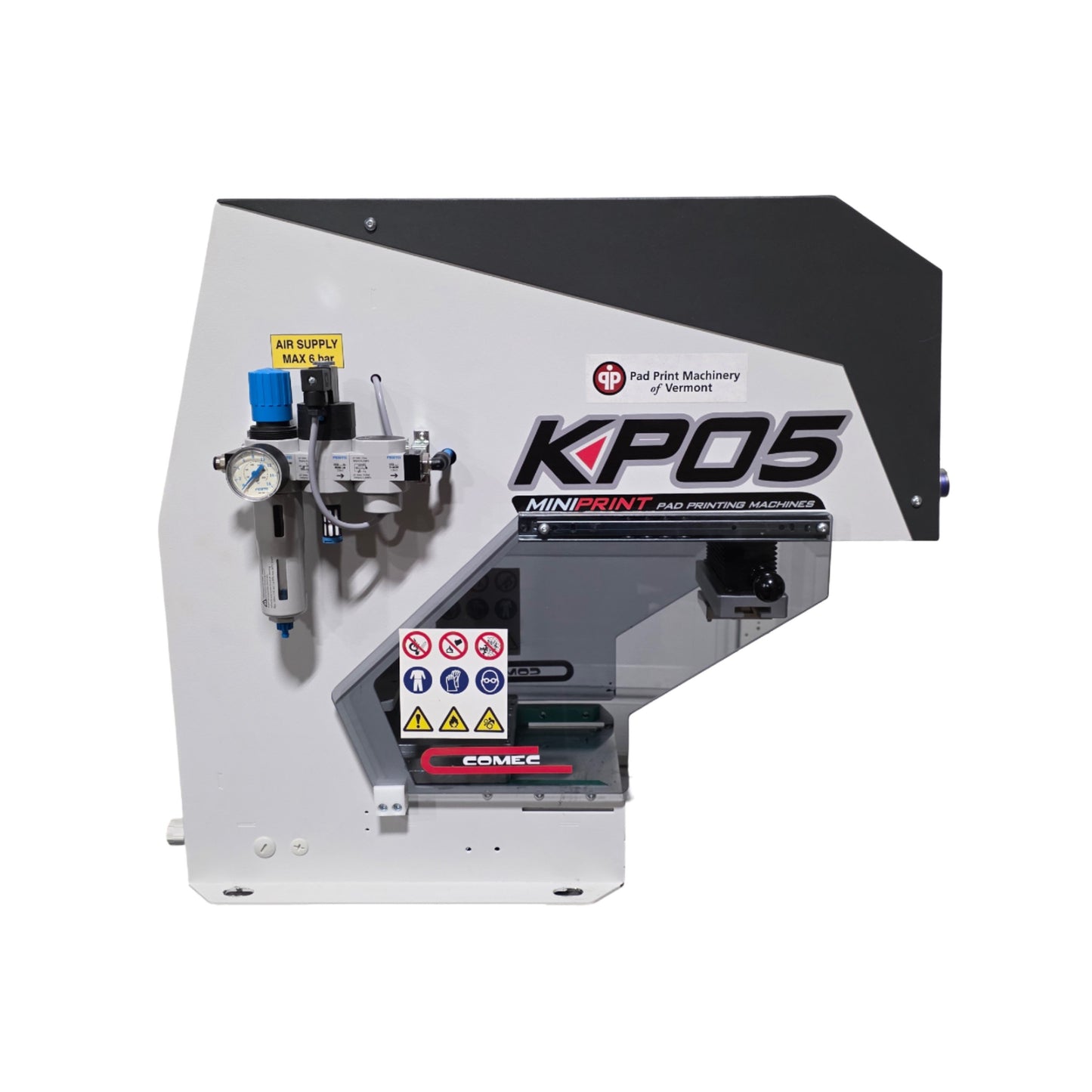 Used Comec KP05 Mini Print Pad Printing Machine 100x200mm Cliché 75mm Area 110VAC 2A