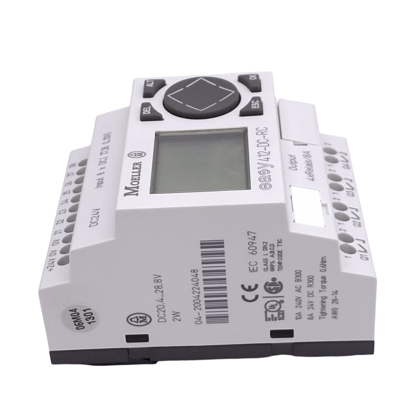 Used Moeller 412-DC-RC Easy Control Relay, 8DI, 4 Relay Out, 24VDC, DIN Rail