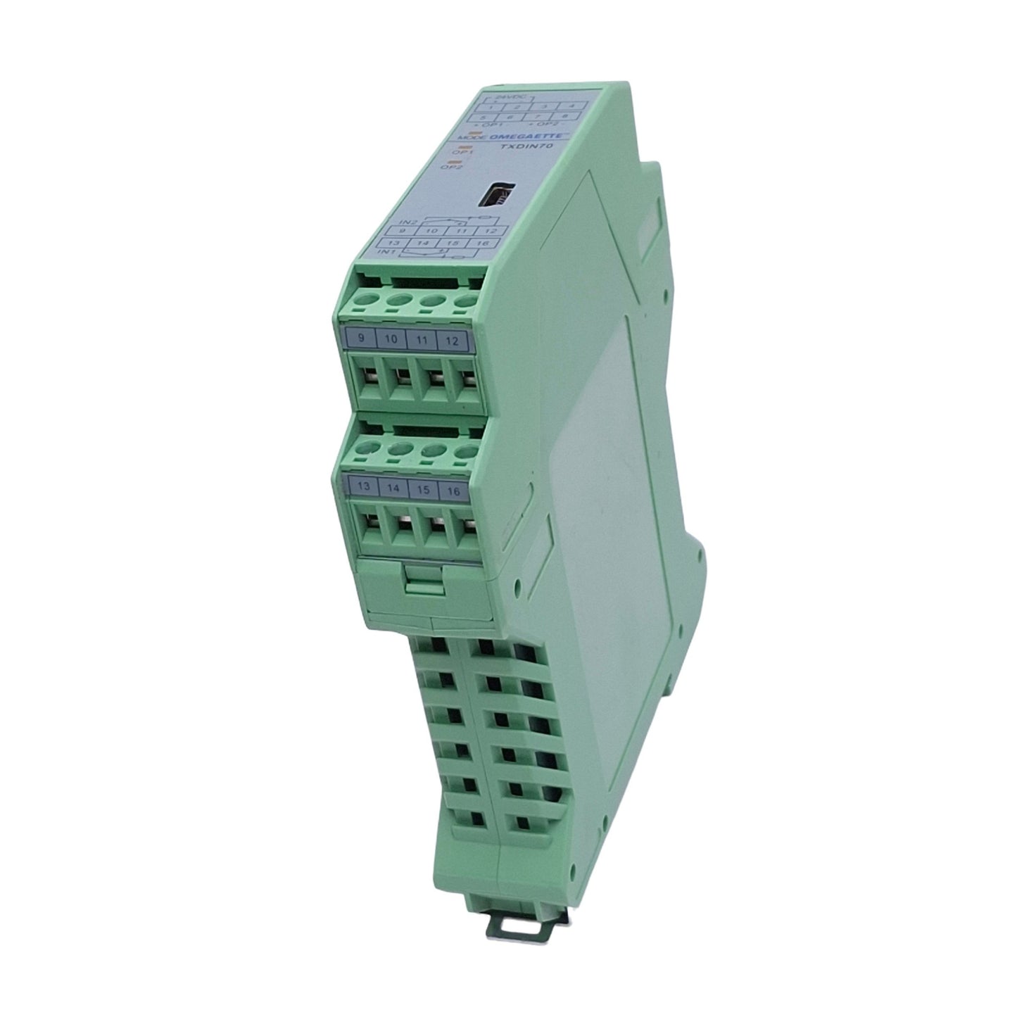 Used OMEGA TXDIN70 OMEGAETTE Temperature Transmitter, 2-Channel, 24VDC, DIN Rail