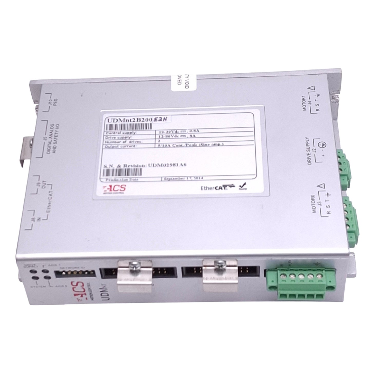 Used ACS Motion Control UDMnt2B200E2N EtherCAT Dual Axis Drive Module, 5/10A Output